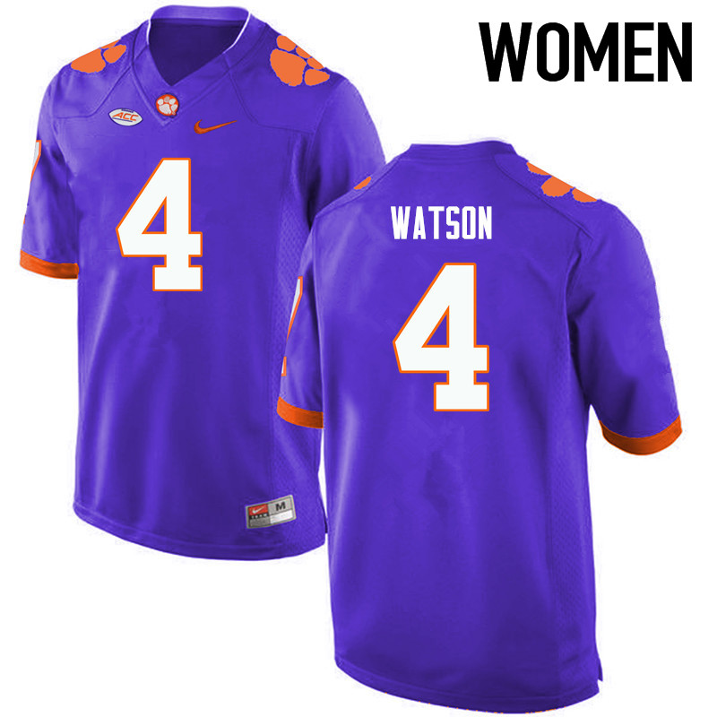 Women Clemson Tigers #4 Deshaun Watson College Football Jerseys-Purple